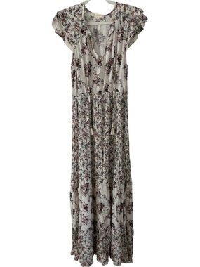 Love Stitch Floral Tassel Maxi Dress – Boho Flutter Sleeve size medium bohemian